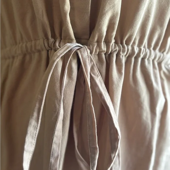 Sweet Magnolia Tan Long Sleeve Cotton Shirt Dress Cutout On Bottom Size L - Picture 4 of 14